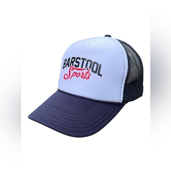 Barstool Sports Meshback Trucker Snapback Hat White and Blue Cap - Picture 2 of 5